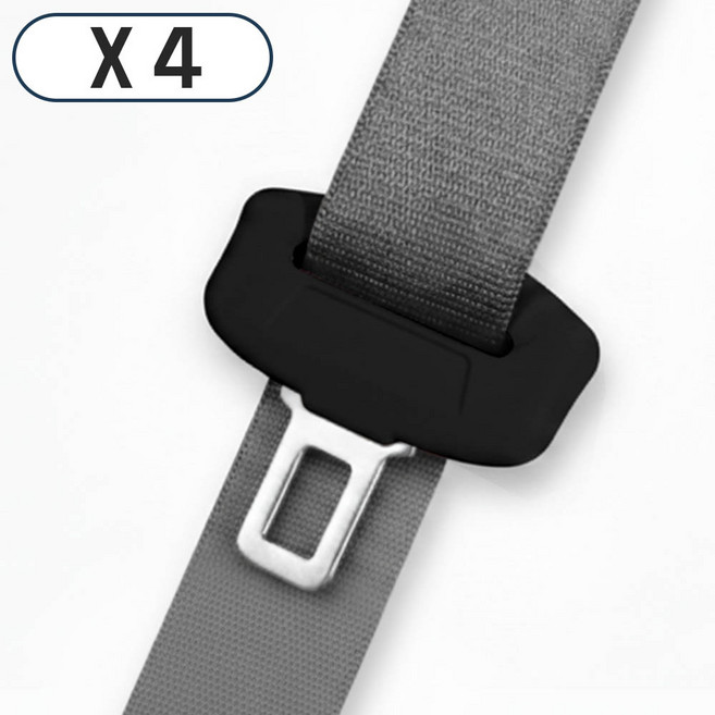 깔끔더하기 자동차 안전벨트 실리콘 커버 버클 클립 소음 방지, 4개, 블랙