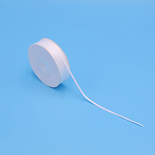 세모쇼핑백 고급 얇은 공단리본 꽃집 선물 포장리본 포장끈, 1개, 3mm X 45M, 화이트