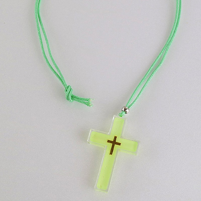 야광 십자가 목걸이 (대) 십자가목걸이 / 교회행사 / 수련회 / 여름성경학교, 1개, 형광