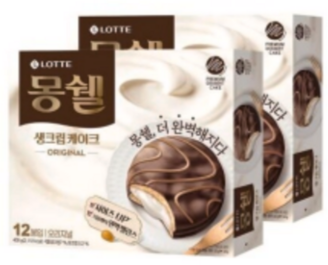 몽쉘 생크림케이크 오리지널 12p, 408g, 2개