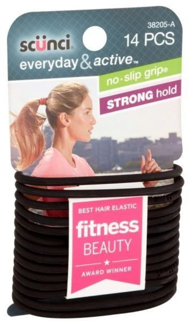 스쿤시 블랙 젤 엘라스틱 미끄럼 방지 그립 없음 강력한 홀드 포니테일러 14개(1개 팩) - 쿠팡