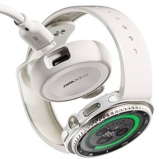 코드웨이 c타입 삼성 갤럭시워치 무선충전기 케이블 1.2m, 화이트, 1개