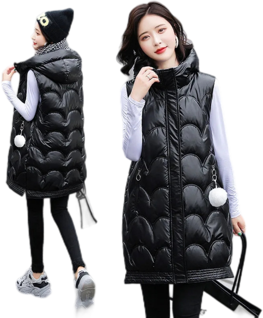 Myshe 여성용 빅사이즈 편안한 조끼 경량 롱 패딩 조끼 ru121GZ2