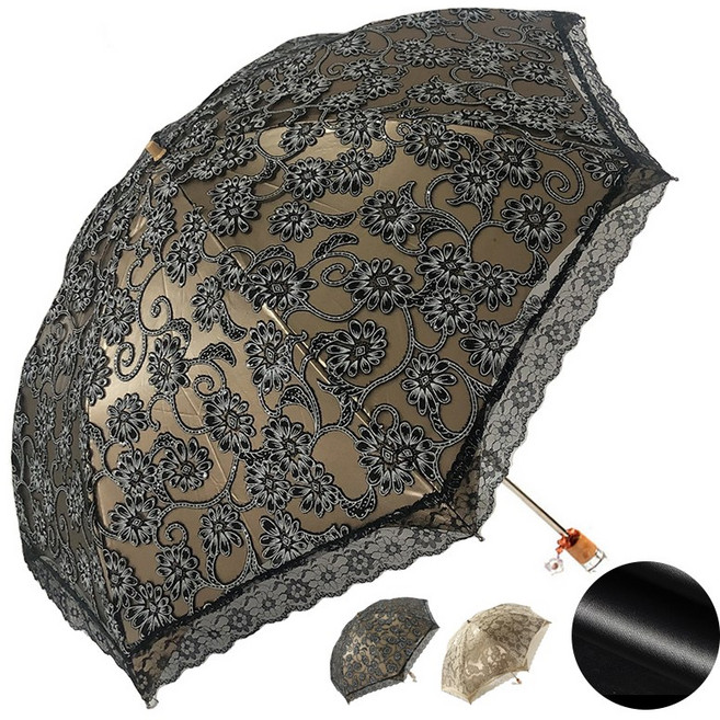 LVEB 레이스 꽃무늬 자외선차단 양산 암막 우산 겸용