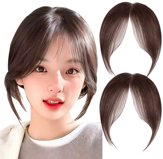 아케이바이 앞머리 가발, 2개, 미디엄브라운