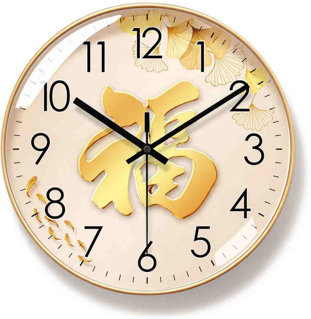 무소음 복 인테리어 원형 30cm 벽시계, 골드