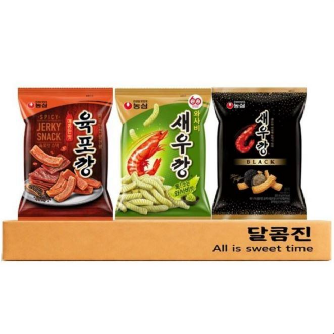 [달콤진] 농심 육포깡 + 와사비새우깡 + 새우깡블랙, 232g, 4세트