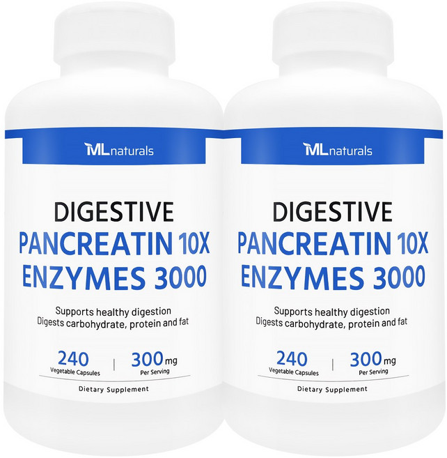 [미국빠른직구] 신제품 마이라이프 내추럴스 판크레아틴 10X 엔자임 3000, 2개, 240정
