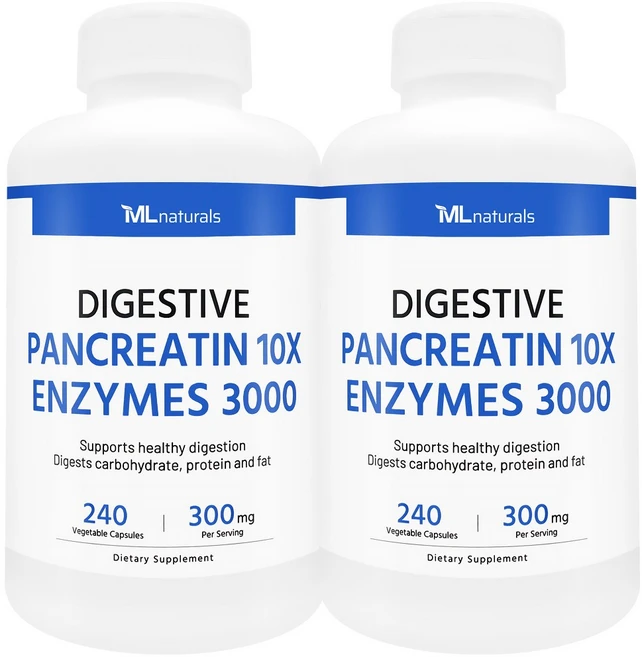 [미국빠른직구] 신제품 마이라이프 내추럴스 판크레아틴 10X 엔자임 3000, 2개, 240정 - 쿠팡