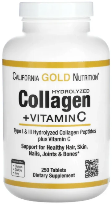 (1+1) 캘리포니아골드뉴트리션 콜라겐 펩타이드 하이드롤라이즈드콜라겐 비타민C 250정, 상품, 2개 - 쿠팡