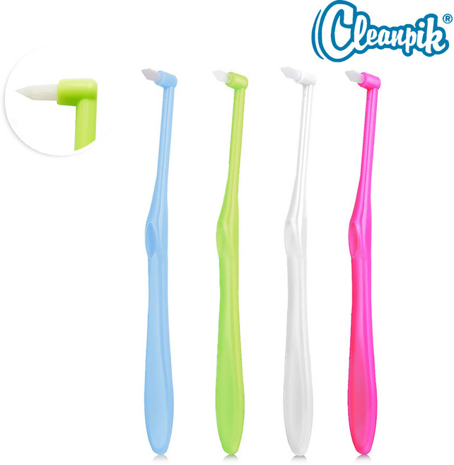 클린픽 어금니칫솔 사랑니 첨단칫솔 치과 치석제거 잇몸 작은헤드 틈새, 어금니칫솔(뾰족형)-화이트, 5개, 1개입