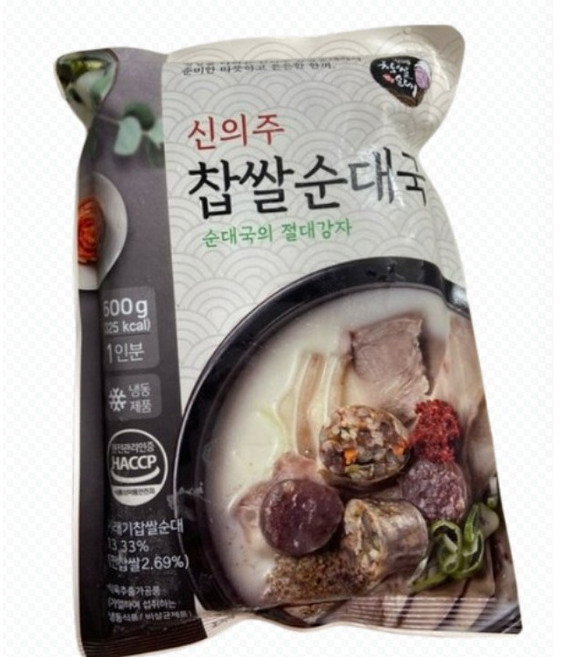 [신의주 찹쌀순대] 뽀얀순대국의구수한매력 찹쌀순대국 (~) 국산다진돼지고기 소창으로만든순대, 3개, 600g