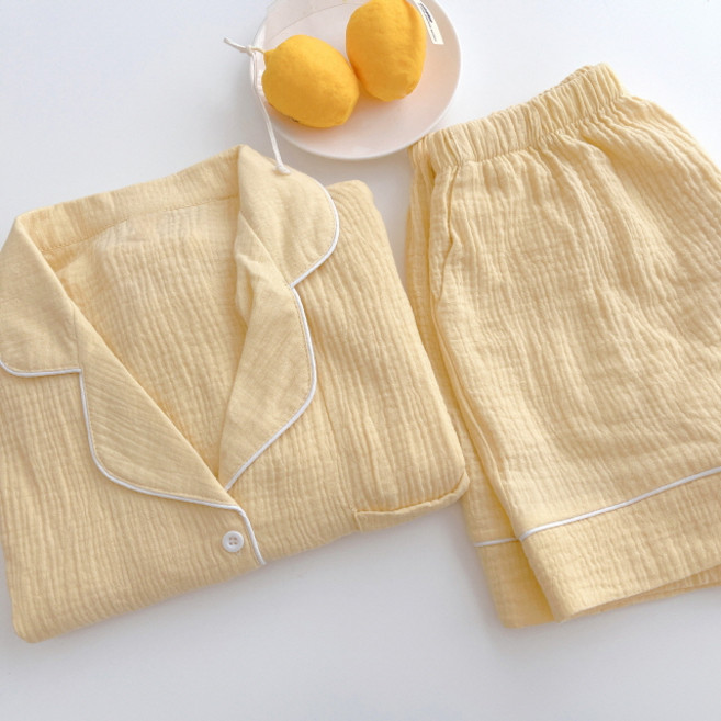 [비마이뮤즈] 달링 커플 여름 요루 면 무지 호캉스 파자마 반팔 잠옷 6color