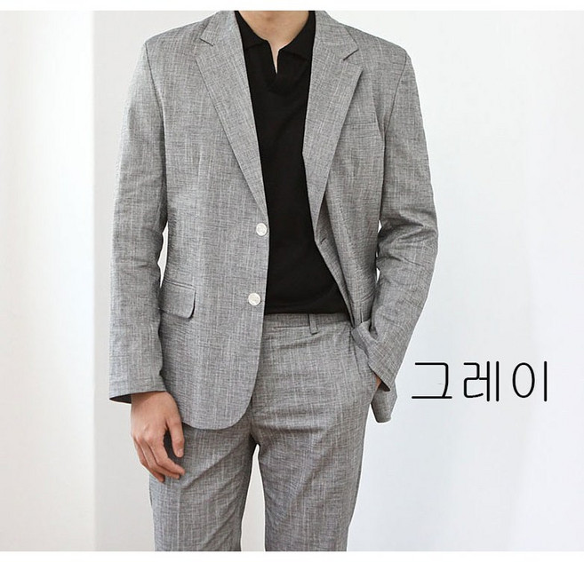 [제이웰]남자 봄 여름 고퀄 린넨 스판 시원한 쿨 셋업 정장 수트 자켓