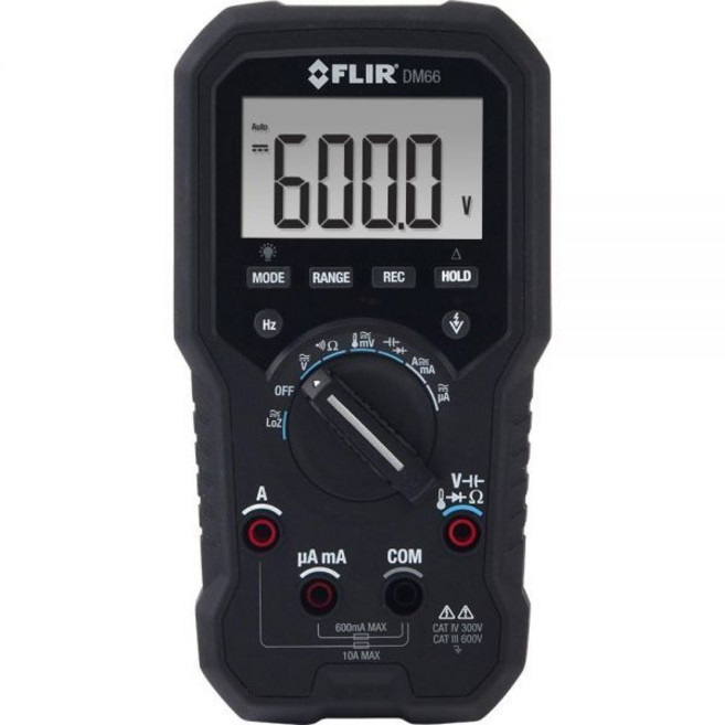 FLIR DM66 전기 및 현장 서비스 TRMS 멀티미터VFD 모드 포함블랙, Standard, Professional Electrical DMM, 1개