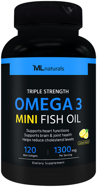 [미국빠른직구] 신제품 마이라이프 내추럴스 오메가3 미니 피시 오일 1300mg, 120정, 1개