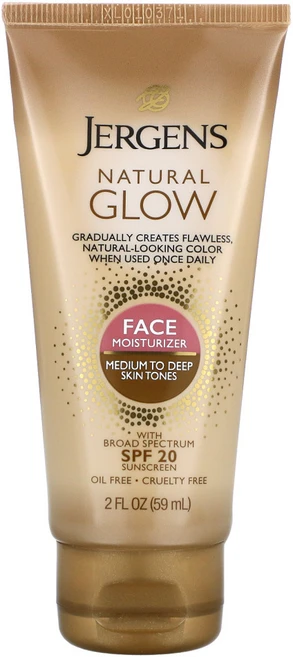 Jergens Natural Glow 페이스 모이스처라이저 SPF 20 중간 및 어두운 피부 톤 59ml 2팩, 1개 - 쿠팡