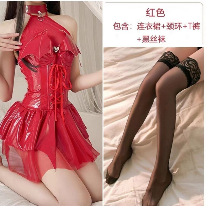 【開發票/統編】萬聖節女裝 暗黑蘿莉惡魔禦姐角色扮演服 拍照直播網紅服裝 皮質連體衣