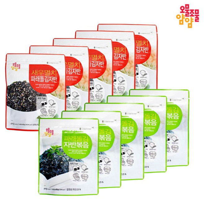오물조물얌얌 파래돌김자반+새우멸치자반 5세트 (10봉), 10봉, 40g