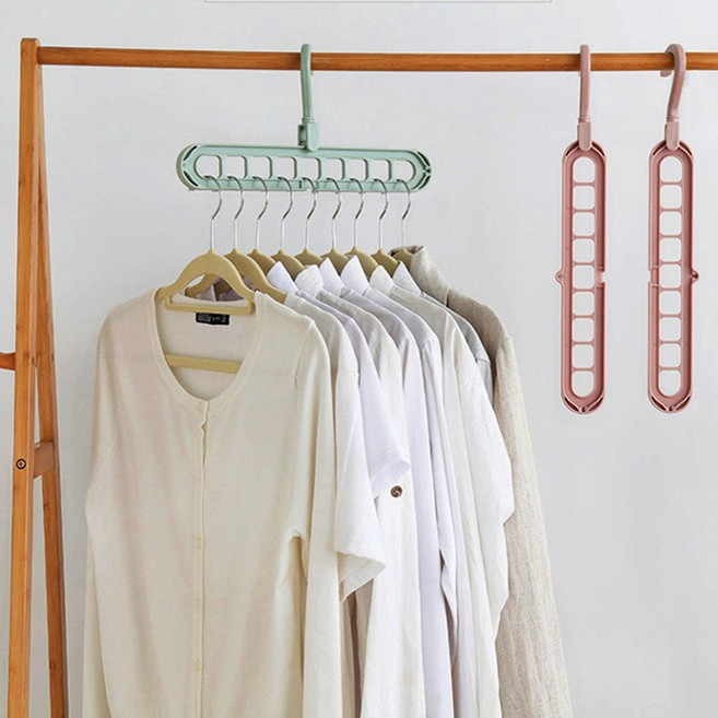 9홀 양방향 접이식 옷걸이 정리행거, 그레이