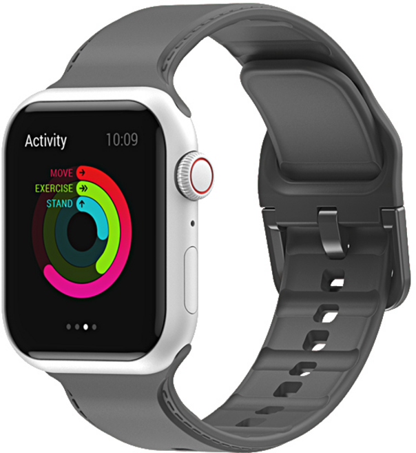 iSerise 애플워치 호환 컬러풀 실리콘 심플 크리에이티브 워치밴드 스트랩, 그레이