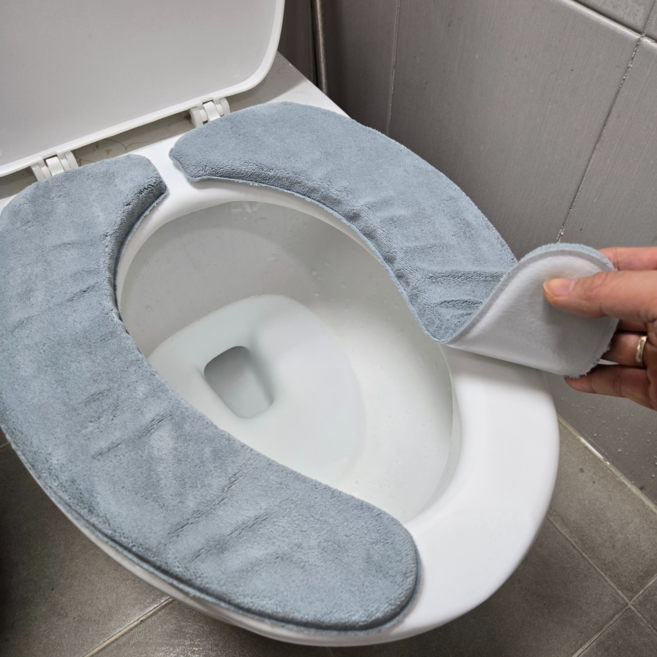 휴일여행 붙이는 변기 시트 고급, 2개, 그레이