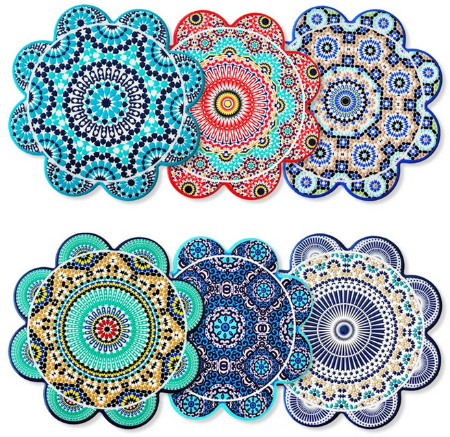 유럽 스타일 도자기 플라워 컵받침 6종 세트, 6개, 혼합 컬러