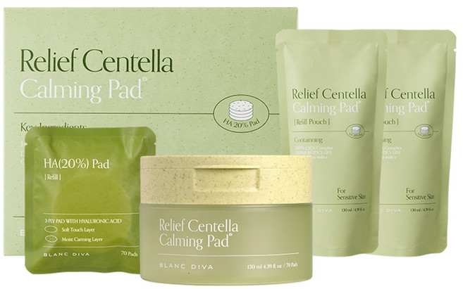 블랑디바 릴리프 센텔라 카밍 패드 본품 70매+리필 70매, 1세트, 140매입