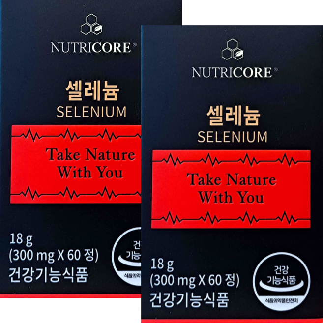 뉴트리코어 셀레늄 300mg x 60정 x 2박스 4개월분 셀렌영양제