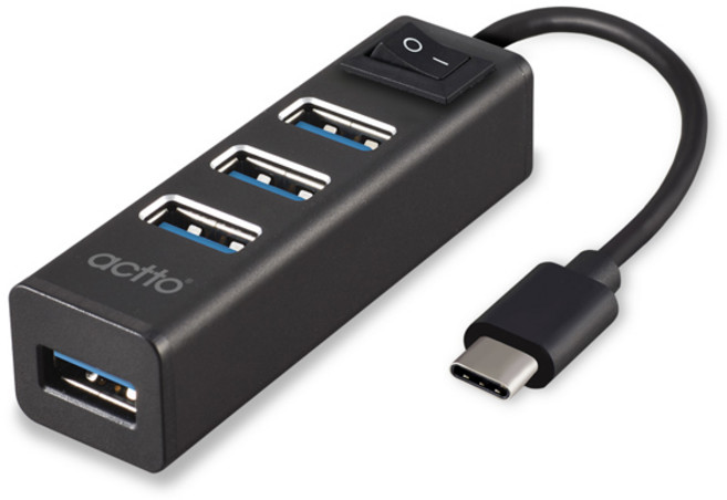 엑토 HUB-39 USB허브 블랙 (USB 3.0 Type C 4포트 무전원), 1개