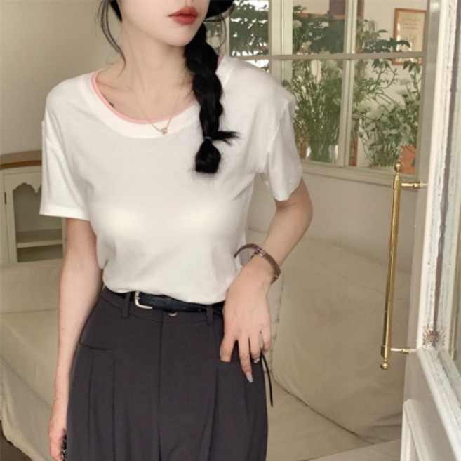 뉴욕멋쟁이 시아벨 라운드 반팔블라우스