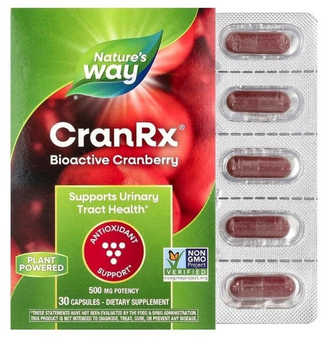네이쳐스웨이 CranRx 유리너리 헬스 바이오액티브 크랜베리 500mg 베지캡슐 30정 1개 - 쿠팡