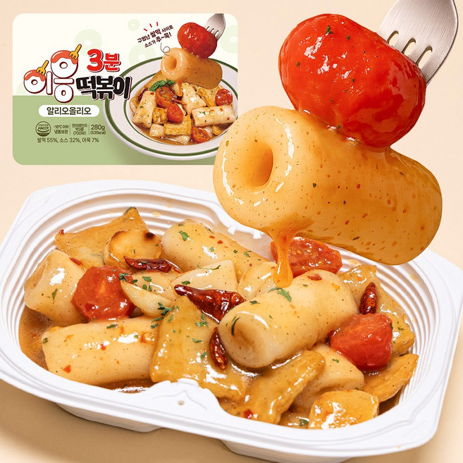[이응떡볶이] 알리오올리오 구멍난 쌀떡볶이, 3개, 280g