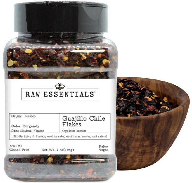 로우 에센셜스 과히요 칠레 플레이크 스모키하고 약간 매운 멕시코 고추 198g 병
