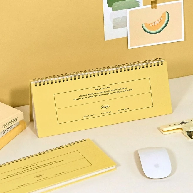 아이코닉 플로우 위클리 플래너 탁상용 주간 스케줄러 2종 세트, BUTTER YELLOW (2개), 1세트 - 쿠팡