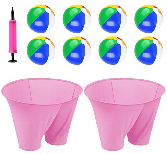 OMKSIH Baby Shower Diapers Games: Granny Pants Yard Game Toss with Bouncy Balls & Pump for Outdoor, 핑크