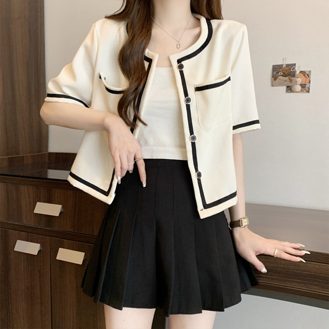 블랑루즈 모네타 반팔 스티치 자켓