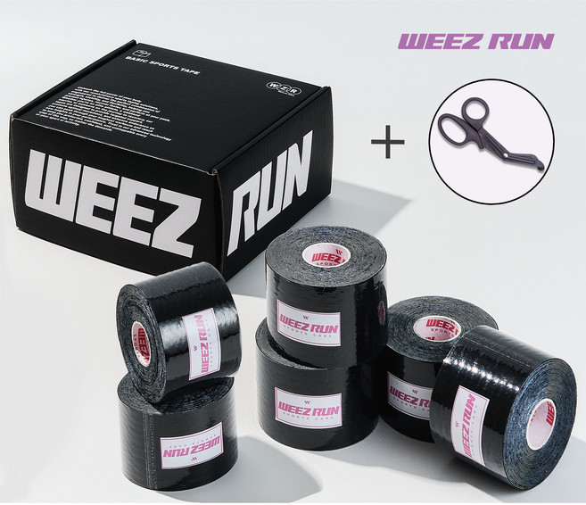 위즈런 스포츠테이프 고점착 고탄성 5cm x 5m 6개 +가위 1개 SET, 1세트