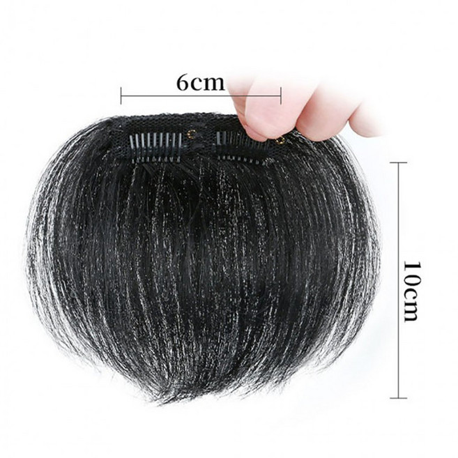 큐엔유 남성 인모 앞머리 부분가발 풍성한 숱보충 헤어피스, 1개, 자연블랙 (9*10cm), 블랙계열