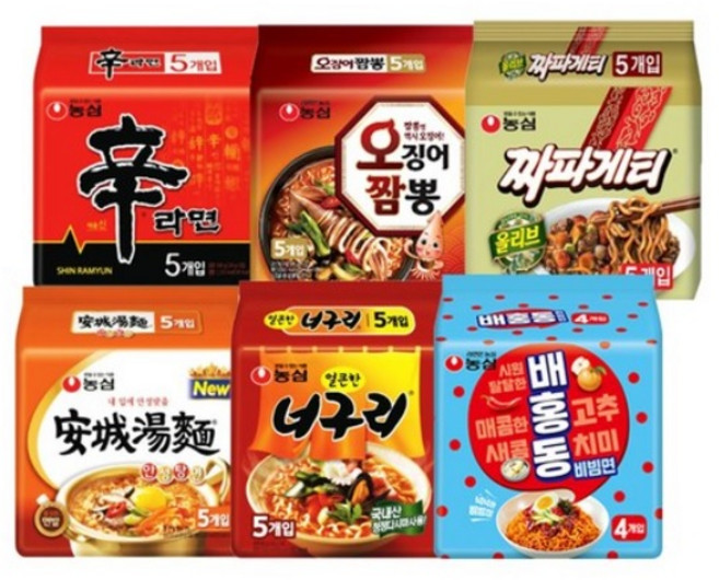 올따옴 멀티라면 기획세트 신라면+얼큰너구리+짜파게티+안성탕면+오짬+배홍동, 1세트