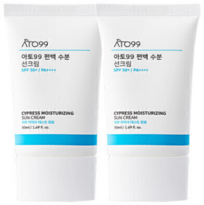 아토99 순한 비건 편백 수분 워터 선크림 SPF50+ PA++++, 2개, 50ml