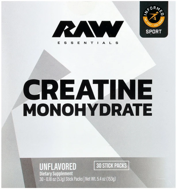 로 뉴트리션 Raw Nutrition Essentials 크레아틴 일수화물 무맛 스틱팩 30개 개당 5.1g0.18oz125124원산지:기타, 149g - 쿠팡