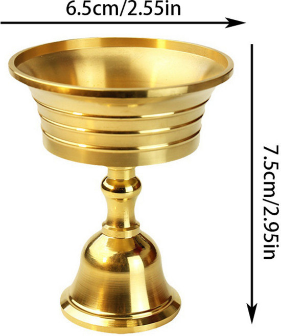 黃銅酥油燈座 供燈長明燈燭臺 油燈底座 家用辦公裝飾用品 家居燈架座, 2, 1個
