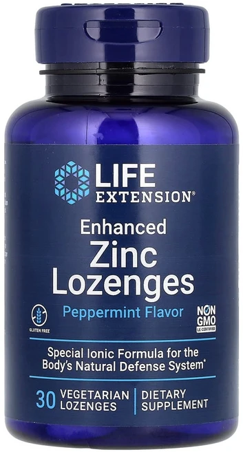 라이프 익스텐션 Enhanced Zinc Lozenges 페퍼민트 아연 로렌지 Carbohydrates 아세트산 베지30정, 1개, 30정 - 쿠팡