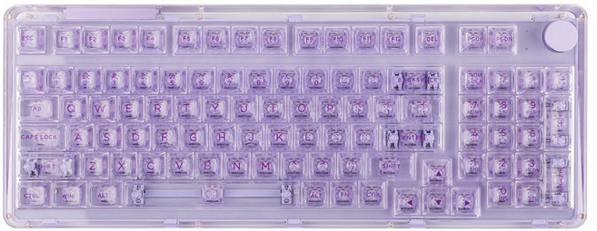 KiiBOOM Phantom 98 키붐 기계식 키보드 크리스탈 아크릴 투명 키보드 유무선 블루투스 넘패드, Clear Purple, 아크릴 먼지 덮개 화이트 투명