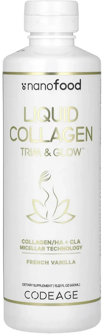 새해 첫좋은선물 Codeage Nanofood 액상 콜라겐 트림 앤 글로우 프렌치 바닐라 맛 450ml(15.22fl oz) 제대로 할인합니다, CodeageNanofood액상콜라겐트림앤글로우프렌치바, 1개, 450ml - 쿠팡