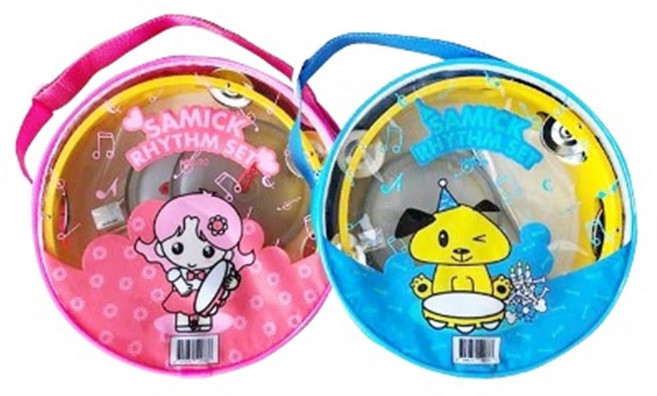 리듬악기세트 원형 리듬악기 리듬악기세트 탬버린 트라이앵글 캐스터네츠 심벌즈 악기가방 음악준비물 단체선물 판촉물, 리듬세트 핑크