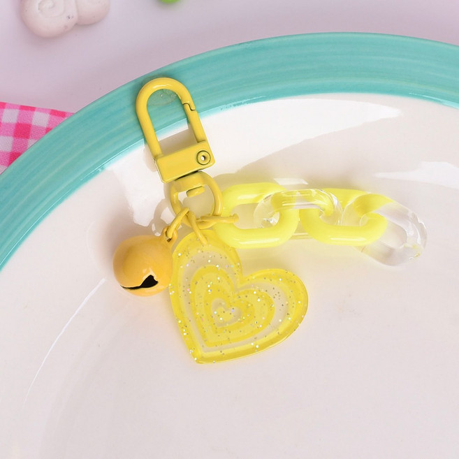 걸스코코 방울하트빔 키링, 옐로우, 1개