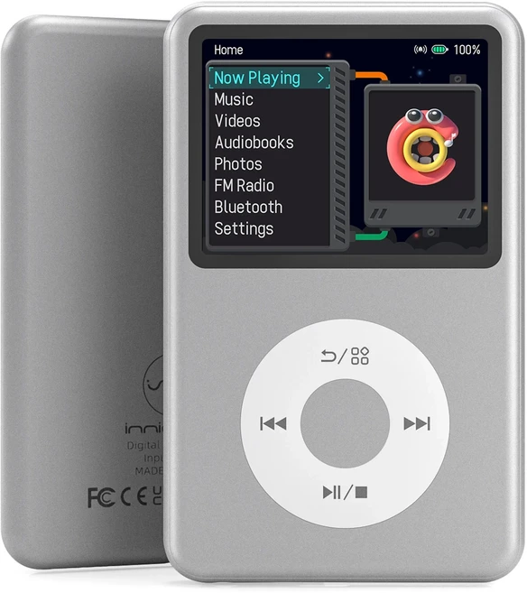 INNIOASIS 128GB Mp3 플레이어 블루투스 비디오 Hifi 아이팟 터치 키 워크맨이 포함된 휴대용 음악, 01 silver