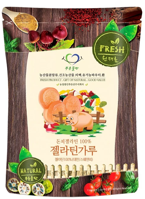푸른들판 돈피 젤라틴 분말 가루 100% 파우더 식용 무설탕 젤리 푸딩 만들기 재료 gelatin powder, 1개, 500g - 쿠팡